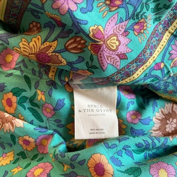 🌾 Spell and the Gypsy folk town turquoise midi dress - Picture 7 of 9